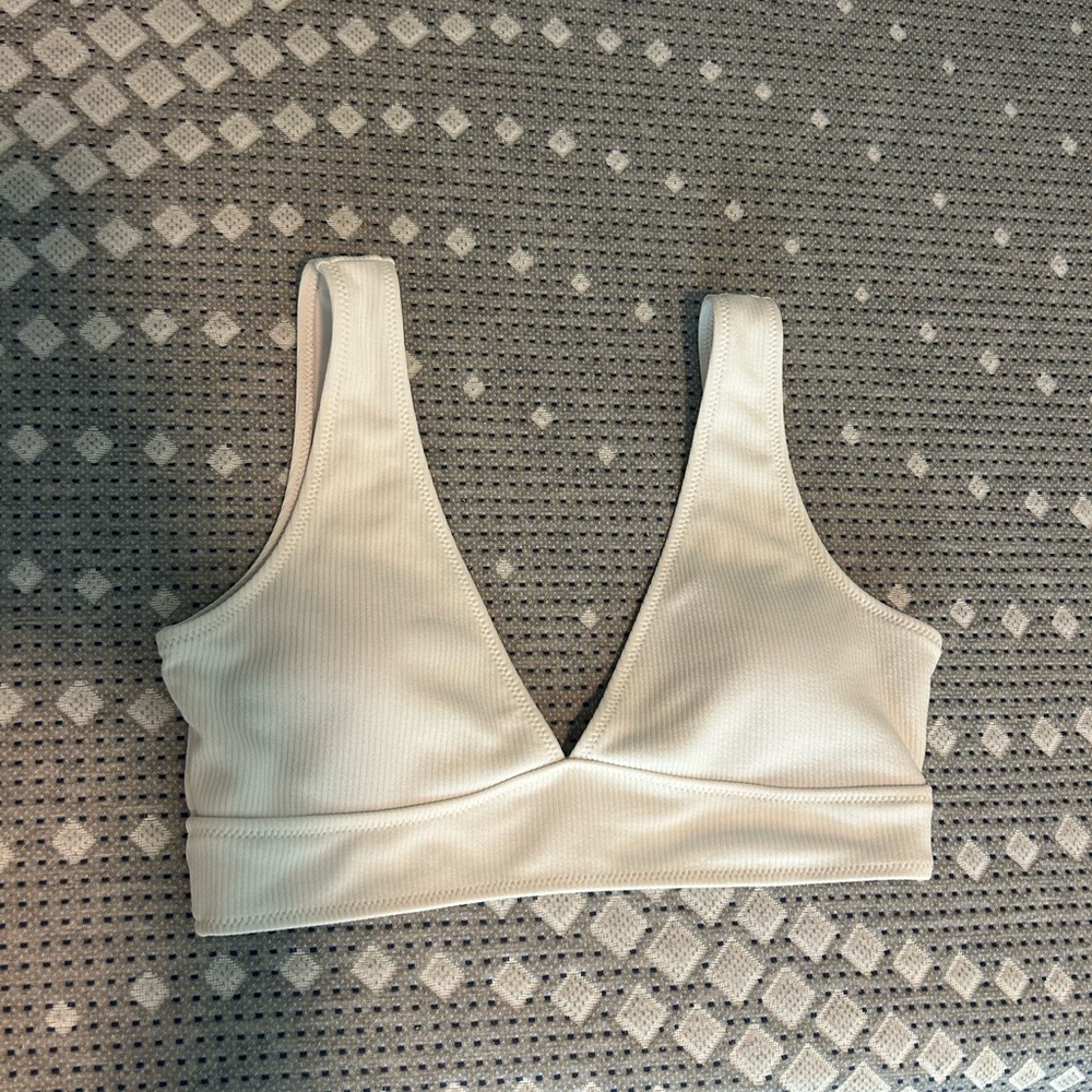 Women’s Ribbed V-Neck Bikini Top - Cream